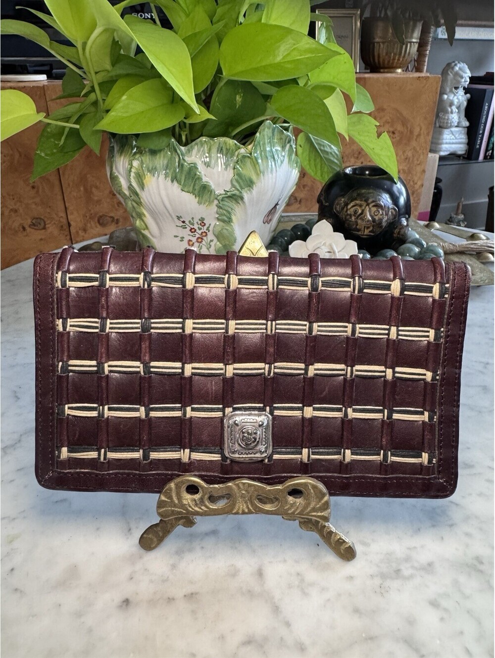 brighton leather wallet organizer With Woven Stitch for womens [COPY]